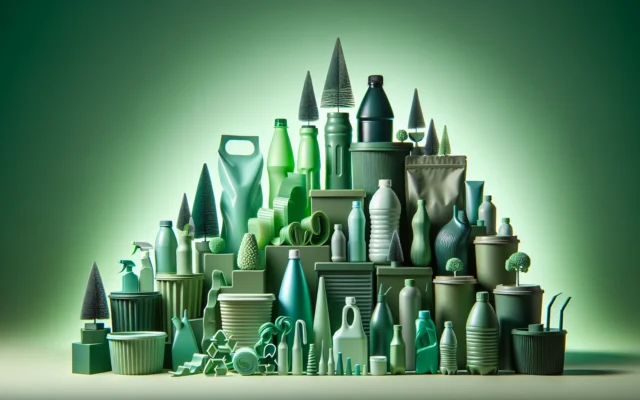 PHA bioplastic products arranged showing market growth trajectory