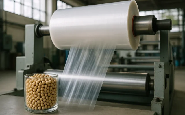 Soy waste bioplastic film production