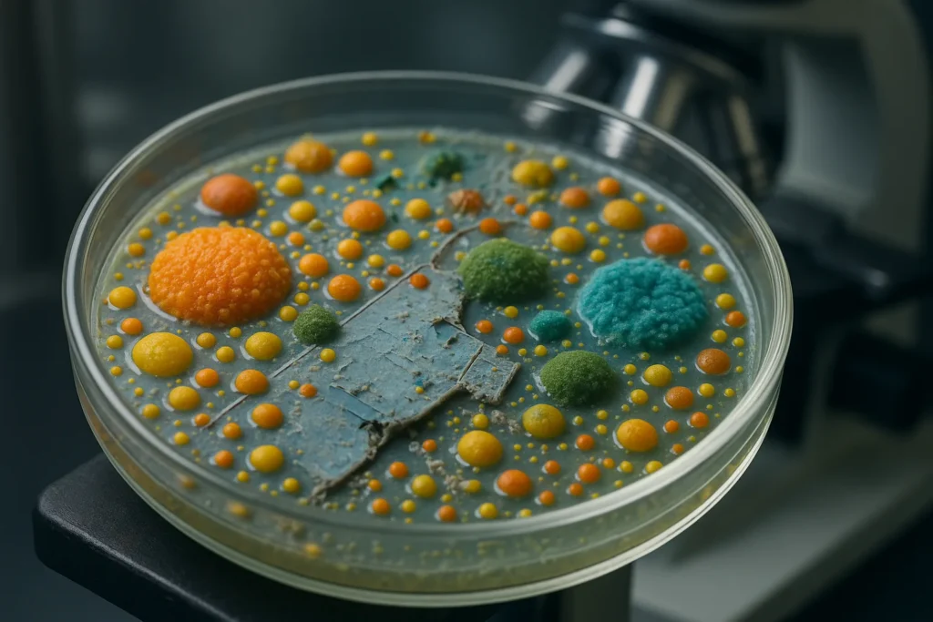 Bacteria biodegrading plastic biofilm