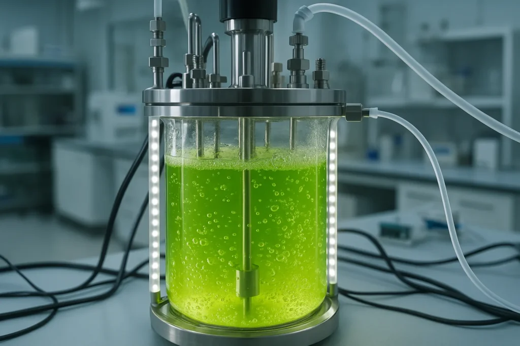 Light-powered CO2 bioplastic bioreactor