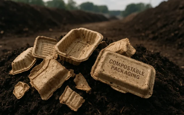 Compostable packaging industrial composting