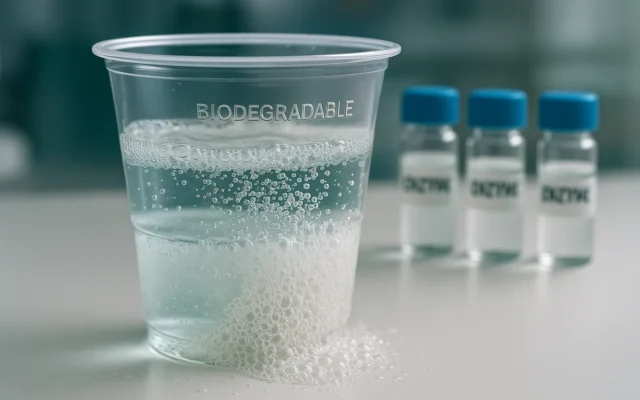 Enzyme-embedded self-degrading plastic