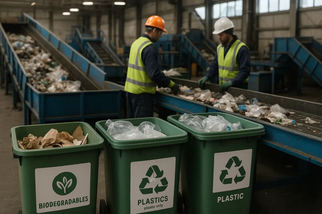 Biodegradable plastic waste sorting facility