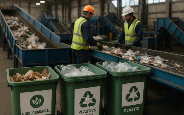 Biodegradable plastic waste sorting facility